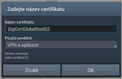 Instalace certifikátu