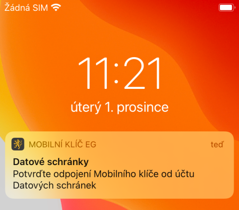 Notifikace deaktivace