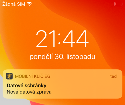 Notifikace na Mobilní klíč