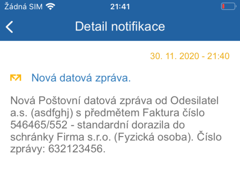 Detail notifikace