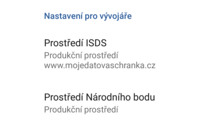 Nastavení pro vývojáře