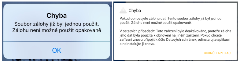 Chyba obnovení ze zálohy