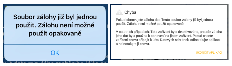 Chyba obnovení ze zálohy