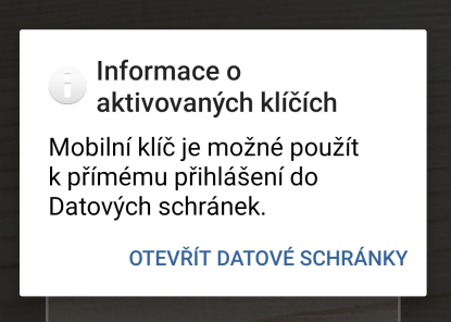 Informace o možnosti otevřít Datové schránky