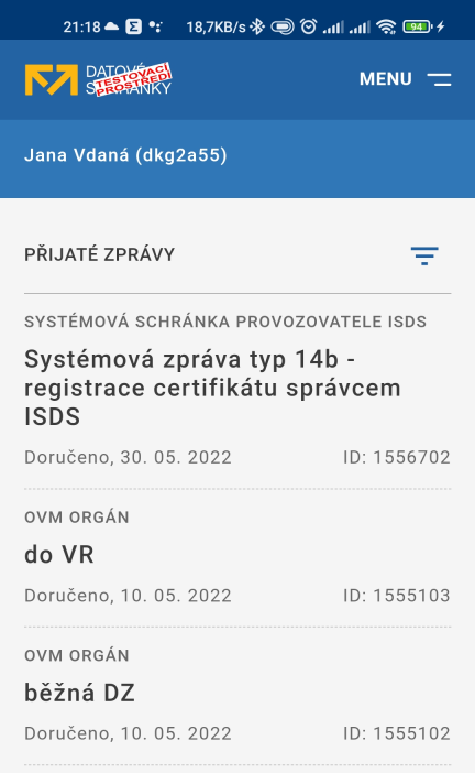 Klientský portál ISDS v Mobilním klíči