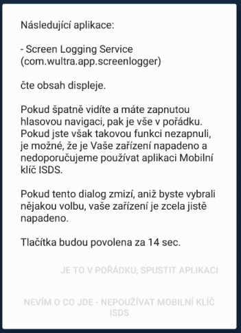 Upozornění na jiné aplikace, které mají oprávnění číst obrazovku