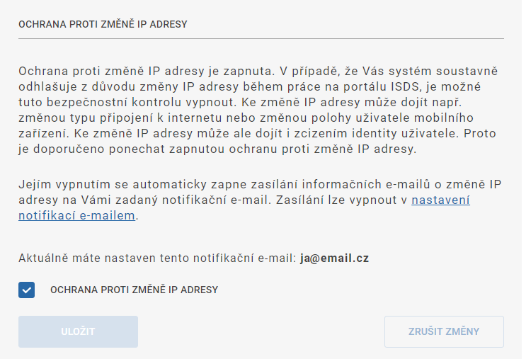 Ochrana proti změně IP adresy